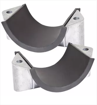 Aluminium 2A-L Range Two Bolt Cable Cleats, with cable liner